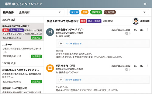 図3　顧客ごとの履歴画面イメージ