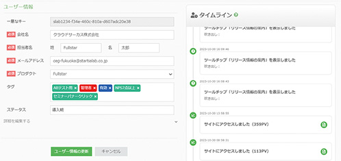 ユーザータイムライン機能