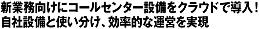 新業務向けにコールセンター設備をクラウドで導入！　自社設備と使い分け、効率的な運営を実現