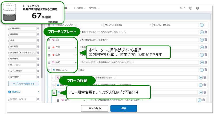 図1　オペレータ向け：トークスクリプト画面